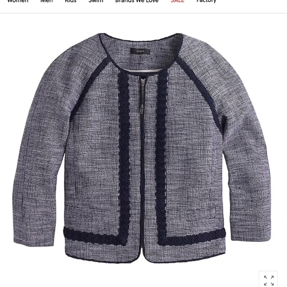 J. Crew Blue Suit Jacket with Braided Trim - Picture 5 of 6